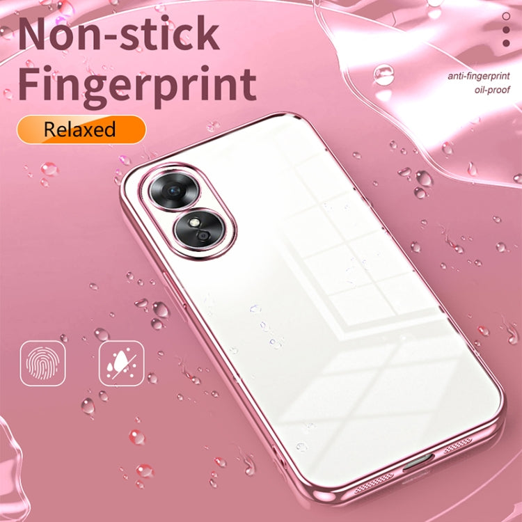 For OPPO A17 / A17K Transparent Plating Fine Hole Phone Case(Purple) - OPPO Cases by PMC TechLife | Online Shopping South Africa | PMC TechLife | Buy Now Pay Later Mobicred