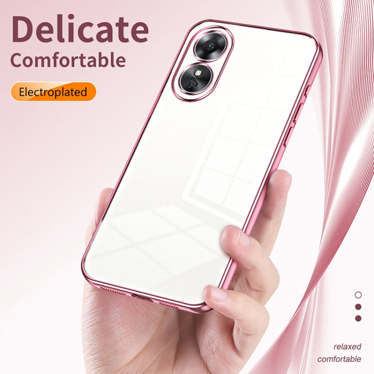 For OPPO A17 / A17K Transparent Plating Fine Hole Phone Case(Gold) - OPPO Cases by PMC Jewellery | Online Shopping South Africa | PMC Jewellery | Buy Now Pay Later Mobicred