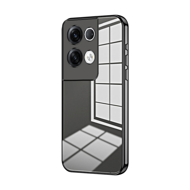 For OPPO Reno8 Pro+ Transparent Plating Fine Hole Phone Case(Black) - OPPO Cases by PMC TechLife | Online Shopping South Africa | PMC TechLife | Buy Now Pay Later Mobicred