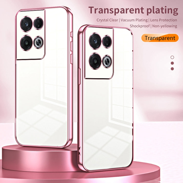 For OPPO Reno8 Pro Transparent Plating Fine Hole Phone Case(Silver) - OPPO Cases by PMC TechLife | Online Shopping South Africa | PMC TechLife | Buy Now Pay Later Mobicred