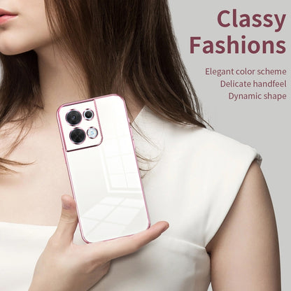 For OPPO Reno8 Transparent Plating Fine Hole Phone Case(Pink) - OPPO Cases by PMC Jewellery | Online Shopping South Africa | PMC Jewellery | Buy Now Pay Later Mobicred