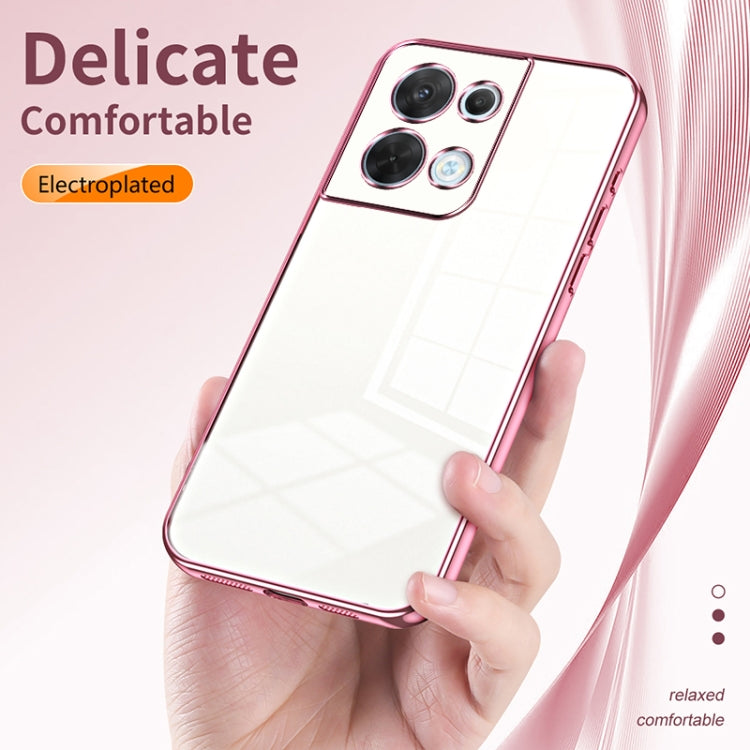 For OPPO Reno8 Transparent Plating Fine Hole Phone Case(Transparent) - OPPO Cases by PMC TechLife | Online Shopping South Africa | PMC TechLife | Buy Now Pay Later Mobicred