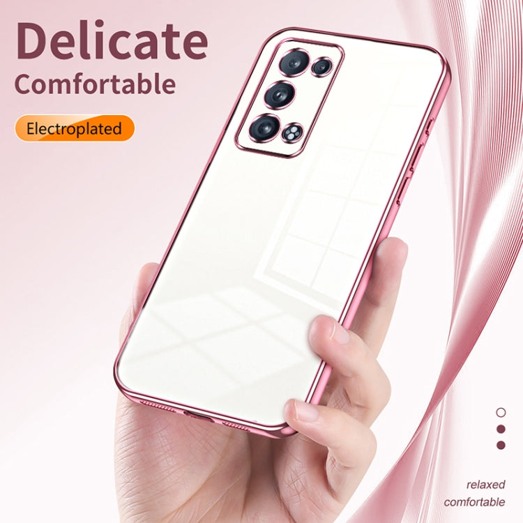 For OPPO Reno6 Pro+ Transparent Plating Fine Hole Phone Case(Blue) - OPPO Cases by PMC TechLife | Online Shopping South Africa | PMC TechLife | Buy Now Pay Later Mobicred