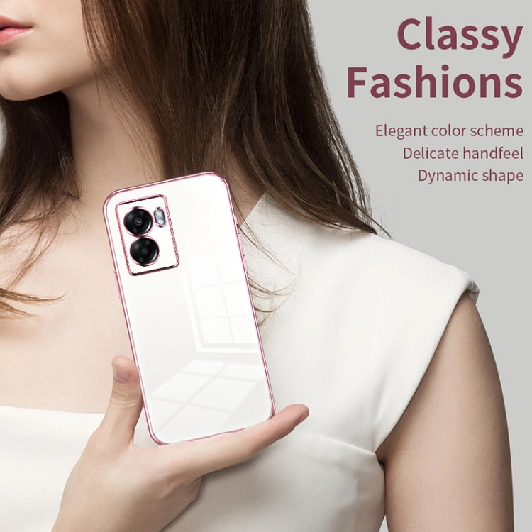 For OPPO A57 5G Transparent Plating Fine Hole Phone Case(Purple) - OPPO Cases by PMC TechLife | Online Shopping South Africa | PMC TechLife | Buy Now Pay Later Mobicred