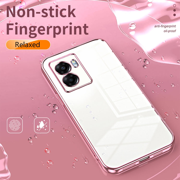 For OPPO A57 5G Transparent Plating Fine Hole Phone Case(Purple) - OPPO Cases by PMC TechLife | Online Shopping South Africa | PMC TechLife | Buy Now Pay Later Mobicred