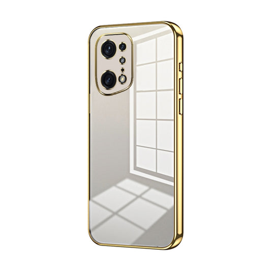 For OPPO Find X5 Pro Transparent Plating Fine Hole Phone Case(Gold) - OPPO Cases by PMC Jewellery | Online Shopping South Africa | PMC Jewellery | Buy Now Pay Later Mobicred