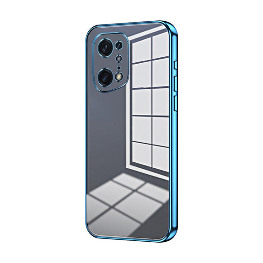 For OPPO Find X5 Pro Transparent Plating Fine Hole Phone Case(Blue) - OPPO Cases by PMC Jewellery | Online Shopping South Africa | PMC Jewellery | Buy Now Pay Later Mobicred