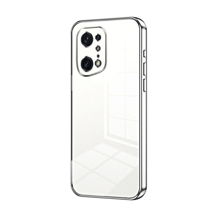 For OPPO Find X5 Pro Transparent Plating Fine Hole Phone Case(Silver) - OPPO Cases by PMC Jewellery | Online Shopping South Africa | PMC Jewellery | Buy Now Pay Later Mobicred