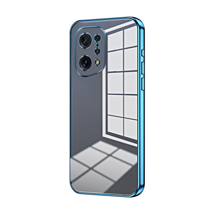 For OPPO Find X5 Transparent Plating Fine Hole Phone Case(Blue) - OPPO Cases by PMC Jewellery | Online Shopping South Africa | PMC Jewellery | Buy Now Pay Later Mobicred