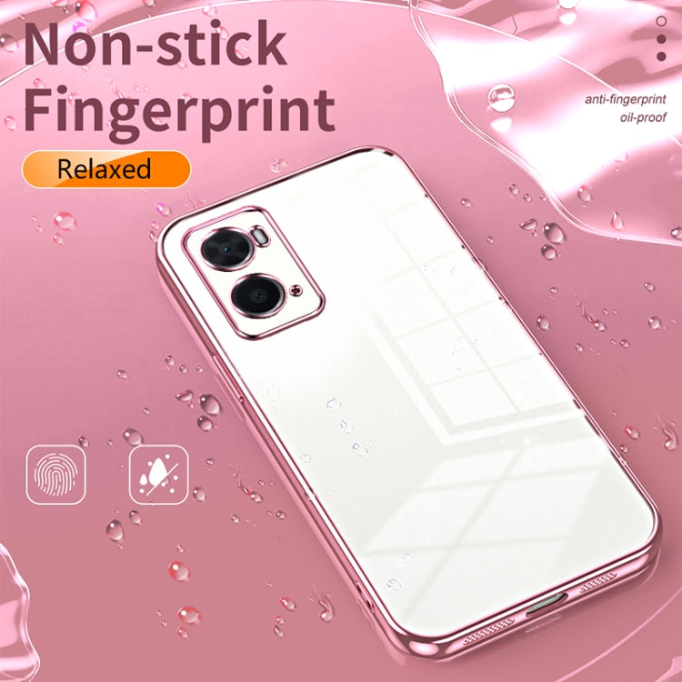 For OPPO A36 / A76 / A96 4G Global Transparent Plating Fine Hole Phone Case(Black) - OPPO Cases by PMC TechLife | Online Shopping South Africa | PMC TechLife | Buy Now Pay Later Mobicred