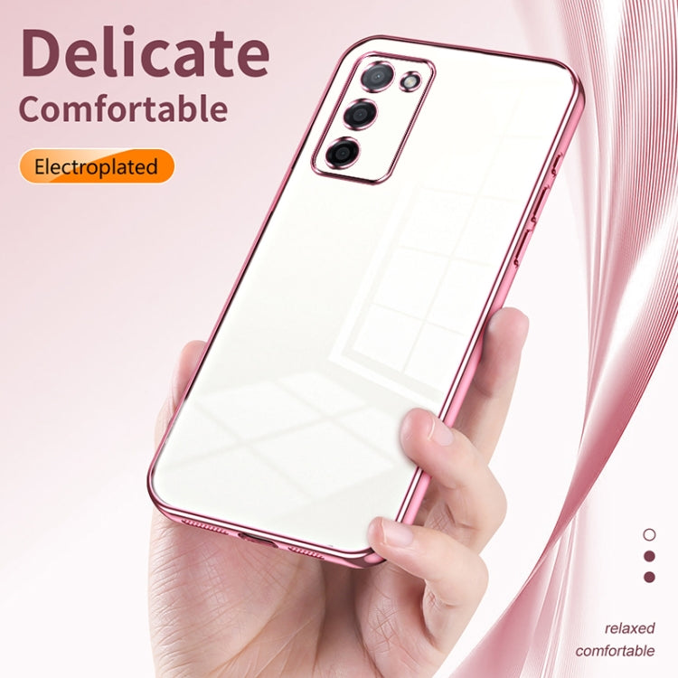 For OPPO A55 5G / A56 / A53s 5G Transparent Plating Fine Hole Phone Case(Purple) - OPPO Cases by PMC Jewellery | Online Shopping South Africa | PMC Jewellery | Buy Now Pay Later Mobicred