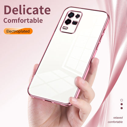 For OPPO K9x Transparent Plating Fine Hole Phone Case(Pink) - OPPO Cases by PMC Jewellery | Online Shopping South Africa | PMC Jewellery | Buy Now Pay Later Mobicred