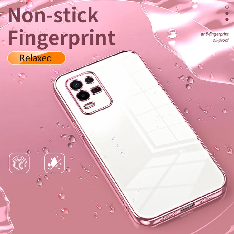 For OPPO K9x Transparent Plating Fine Hole Phone Case(Blue) - OPPO Cases by PMC TechLife | Online Shopping South Africa | PMC TechLife | Buy Now Pay Later Mobicred