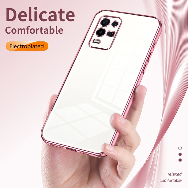 For OPPO K9x Transparent Plating Fine Hole Phone Case(Blue) - OPPO Cases by PMC TechLife | Online Shopping South Africa | PMC TechLife | Buy Now Pay Later Mobicred