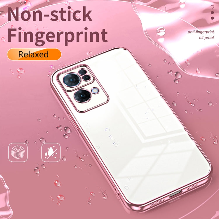 For OPPO Reno7 Pro Transparent Plating Fine Hole Phone Case(Silver) - OPPO Cases by PMC Jewellery | Online Shopping South Africa | PMC Jewellery | Buy Now Pay Later Mobicred