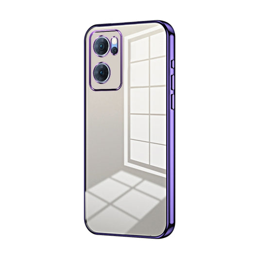 For OPPO Reno7 5G Transparent Plating Fine Hole Phone Case(Purple) - OPPO Cases by PMC Jewellery | Online Shopping South Africa | PMC Jewellery | Buy Now Pay Later Mobicred