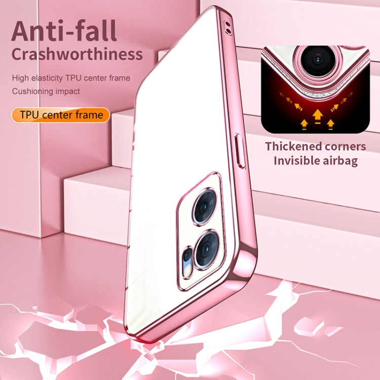 For OPPO Reno7 5G Transparent Plating Fine Hole Phone Case(Pink) - OPPO Cases by PMC TechLife | Online Shopping South Africa | PMC TechLife | Buy Now Pay Later Mobicred