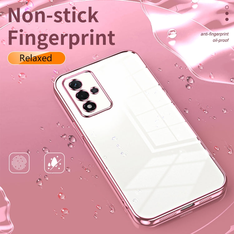 For OPPO A93s 5G Transparent Plating Fine Hole Phone Case(Pink) - OPPO Cases by PMC TechLife | Online Shopping South Africa | PMC TechLife | Buy Now Pay Later Mobicred