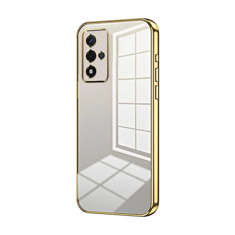 For OPPO A93s 5G Transparent Plating Fine Hole Phone Case(Gold) - OPPO Cases by PMC Jewellery | Online Shopping South Africa | PMC Jewellery | Buy Now Pay Later Mobicred