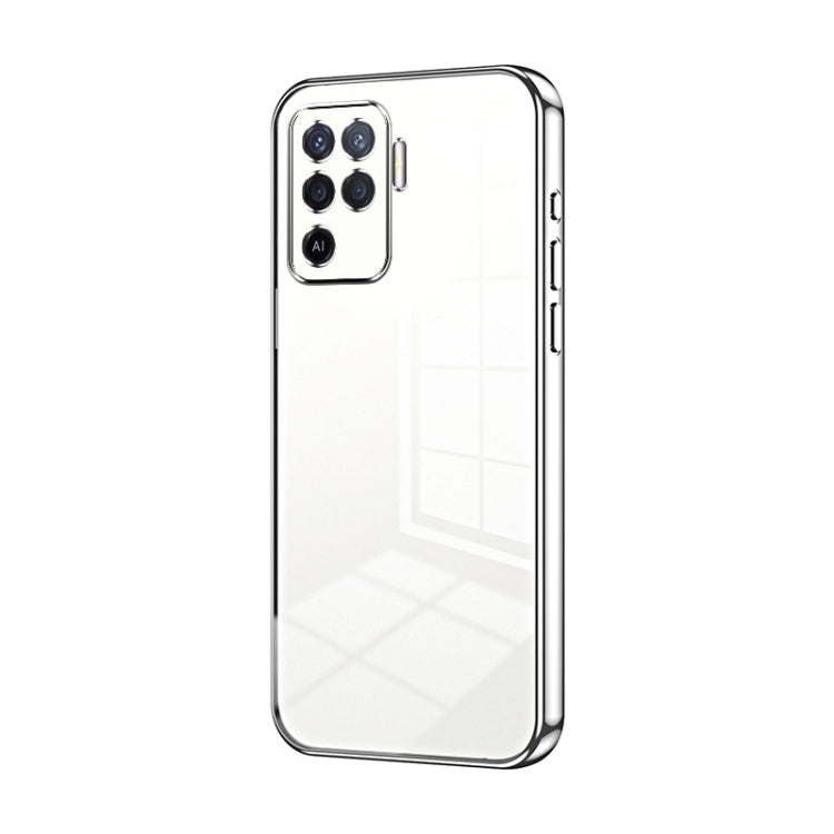 For OPPO A94 4G Transparent Plating Fine Hole Phone Case(Silver) - OPPO Cases by PMC TechLife | Online Shopping South Africa | PMC TechLife | Buy Now Pay Later Mobicred