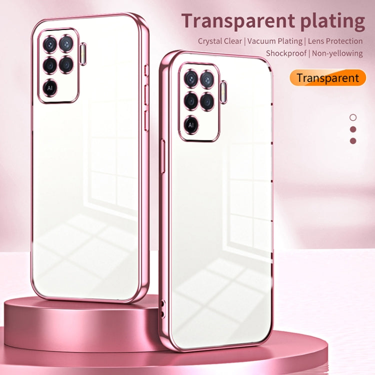 For OPPO A94 4G Transparent Plating Fine Hole Phone Case(Silver) - OPPO Cases by PMC TechLife | Online Shopping South Africa | PMC TechLife | Buy Now Pay Later Mobicred