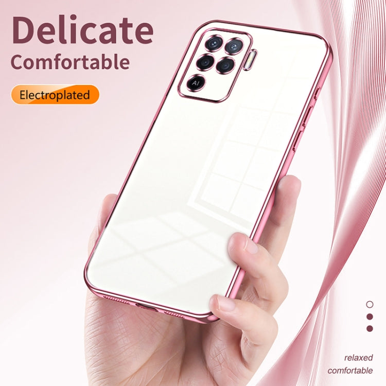 For OPPO A94 4G Transparent Plating Fine Hole Phone Case(Silver) - OPPO Cases by PMC TechLife | Online Shopping South Africa | PMC TechLife | Buy Now Pay Later Mobicred