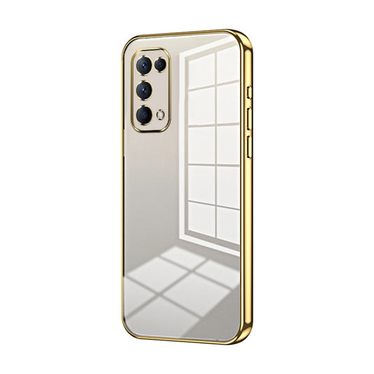 For OPPO Reno5 4G/5G / Reno5 K Transparent Plating Fine Hole Phone Case(Gold) - OPPO Cases by PMC Jewellery | Online Shopping South Africa | PMC Jewellery | Buy Now Pay Later Mobicred