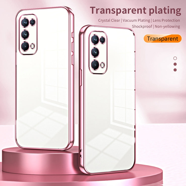 For OPPO Reno5 Pro Transparent Plating Fine Hole Phone Case(Blue) - OPPO Cases by PMC TechLife | Online Shopping South Africa | PMC TechLife | Buy Now Pay Later Mobicred