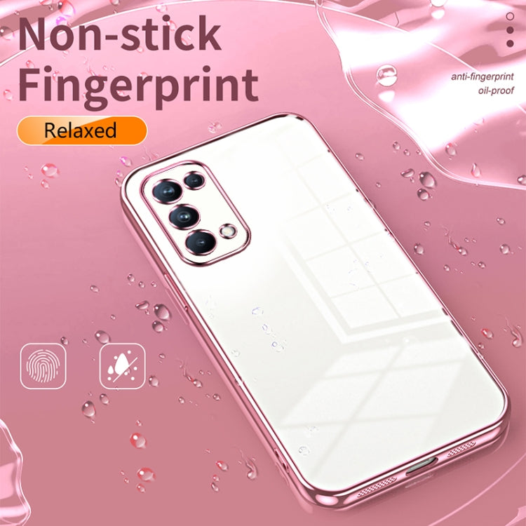 For OPPO Reno5 Pro Transparent Plating Fine Hole Phone Case(Blue) - OPPO Cases by PMC TechLife | Online Shopping South Africa | PMC TechLife | Buy Now Pay Later Mobicred
