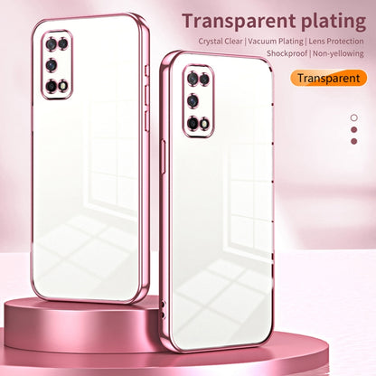 For OPPO K7x / Realme V5 5G Transparent Plating Fine Hole Phone Case(Pink) - OPPO Cases by PMC Jewellery | Online Shopping South Africa | PMC Jewellery | Buy Now Pay Later Mobicred