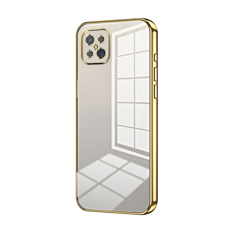 For OPPO A92s / Reno4 Z 5G Transparent Plating Fine Hole Phone Case(Gold) - OPPO Cases by PMC Jewellery | Online Shopping South Africa | PMC Jewellery | Buy Now Pay Later Mobicred