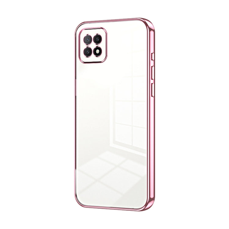 For OPPO A72 5G / A73 5G Transparent Plating Fine Hole Phone Case(Pink) - OPPO Cases by PMC Jewellery | Online Shopping South Africa | PMC Jewellery | Buy Now Pay Later Mobicred