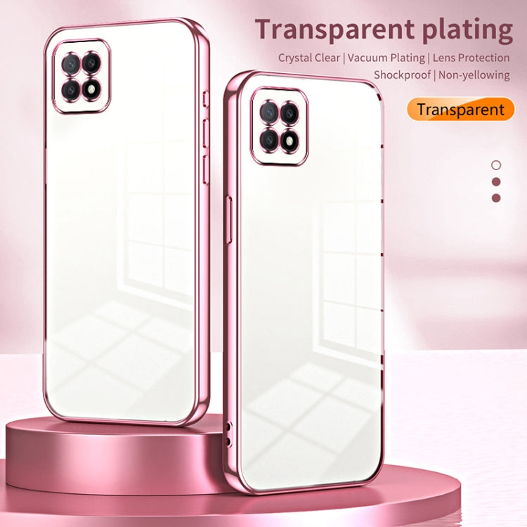 For OPPO A72 5G / A73 5G Transparent Plating Fine Hole Phone Case(Black) - OPPO Cases by PMC TechLife | Online Shopping South Africa | PMC TechLife | Buy Now Pay Later Mobicred