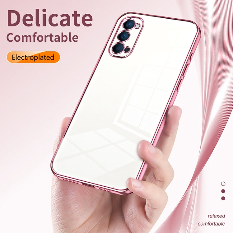 For OPPO Reno4 Transparent Plating Fine Hole Phone Case(Gold) - OPPO Cases by PMC TechLife | Online Shopping South Africa | PMC TechLife | Buy Now Pay Later Mobicred
