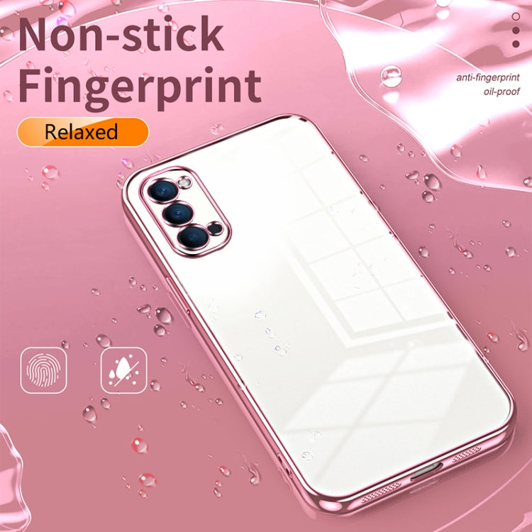 For OPPO Reno4 Transparent Plating Fine Hole Phone Case(Black) - OPPO Cases by PMC TechLife | Online Shopping South Africa | PMC TechLife | Buy Now Pay Later Mobicred