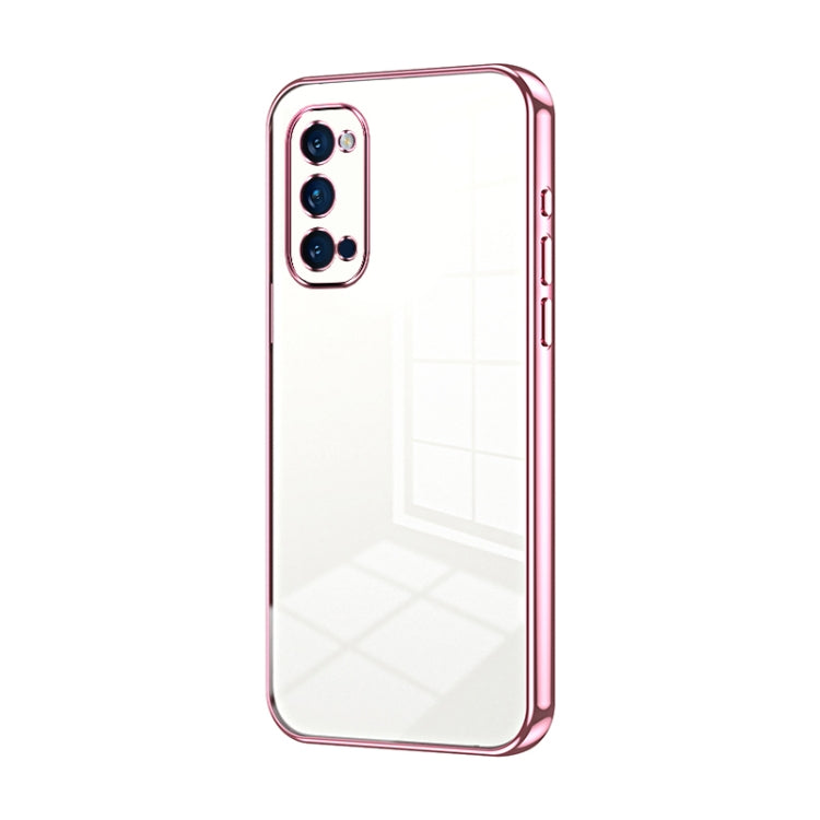 For OPPO Reno4 Pro Transparent Plating Fine Hole Phone Case(Pink) - OPPO Cases by PMC Jewellery | Online Shopping South Africa | PMC Jewellery | Buy Now Pay Later Mobicred