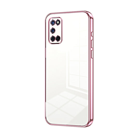 For OPPO A52 / A72 / A92 Transparent Plating Fine Hole Phone Case(Pink) - OPPO Cases by PMC Jewellery | Online Shopping South Africa | PMC Jewellery | Buy Now Pay Later Mobicred