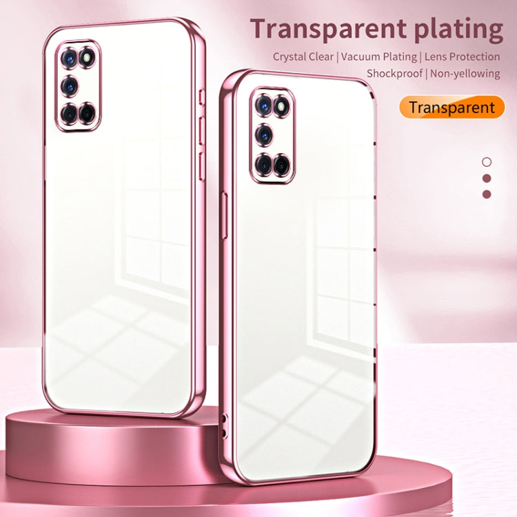 For OPPO A52 / A72 / A92 Transparent Plating Fine Hole Phone Case(Blue) - OPPO Cases by PMC TechLife | Online Shopping South Africa | PMC TechLife | Buy Now Pay Later Mobicred