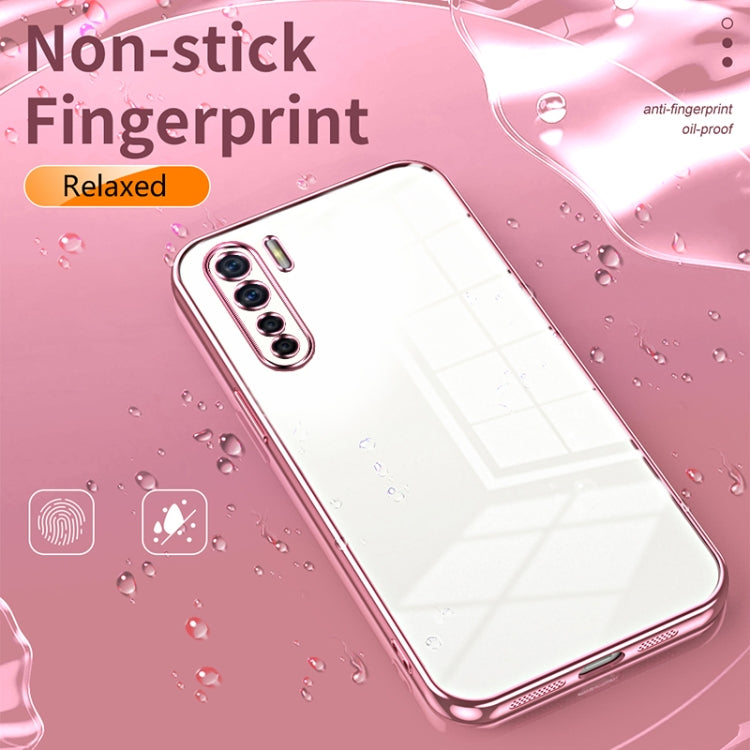 For OPPO Reno3 4G / F15 / A91 Transparent Plating Fine Hole Phone Case(Green) - OPPO Cases by PMC Jewellery | Online Shopping South Africa | PMC Jewellery | Buy Now Pay Later Mobicred