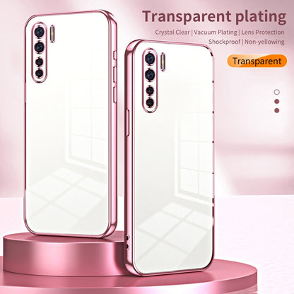 For OPPO Reno3 4G / F15 / A91 Transparent Plating Fine Hole Phone Case(Black) - OPPO Cases by PMC Jewellery | Online Shopping South Africa | PMC Jewellery | Buy Now Pay Later Mobicred