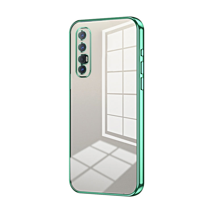 For OPPO Reno3 Pro Transparent Plating Fine Hole Phone Case(Green) - OPPO Cases by PMC Jewellery | Online Shopping South Africa | PMC Jewellery | Buy Now Pay Later Mobicred