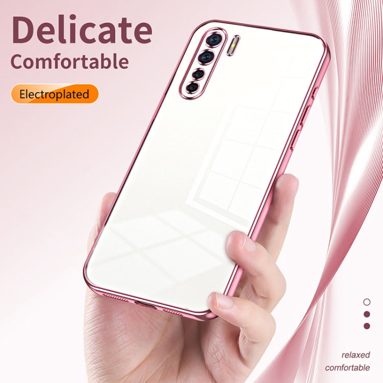 For OPPO A91 Transparent Plating Fine Hole Phone Case(Gold) - OPPO Cases by PMC TechLife | Online Shopping South Africa | PMC TechLife | Buy Now Pay Later Mobicred