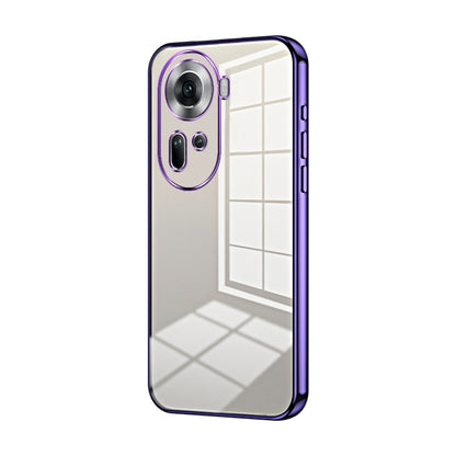 For OPPO Reno11 Global Transparent Plating Fine Hole Phone Case(Purple) - Reno11 Cases by PMC Jewellery | Online Shopping South Africa | PMC Jewellery | Buy Now Pay Later Mobicred