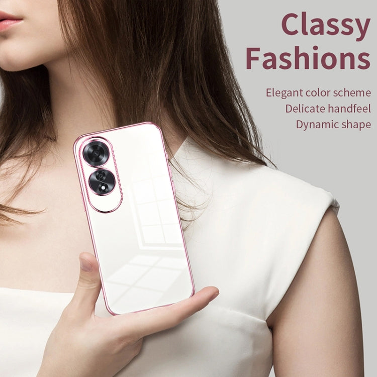 For OPPO A60 Transparent Plating Fine Hole Phone Case(Blue) - OPPO Cases by PMC TechLife | Online Shopping South Africa | PMC TechLife | Buy Now Pay Later Mobicred