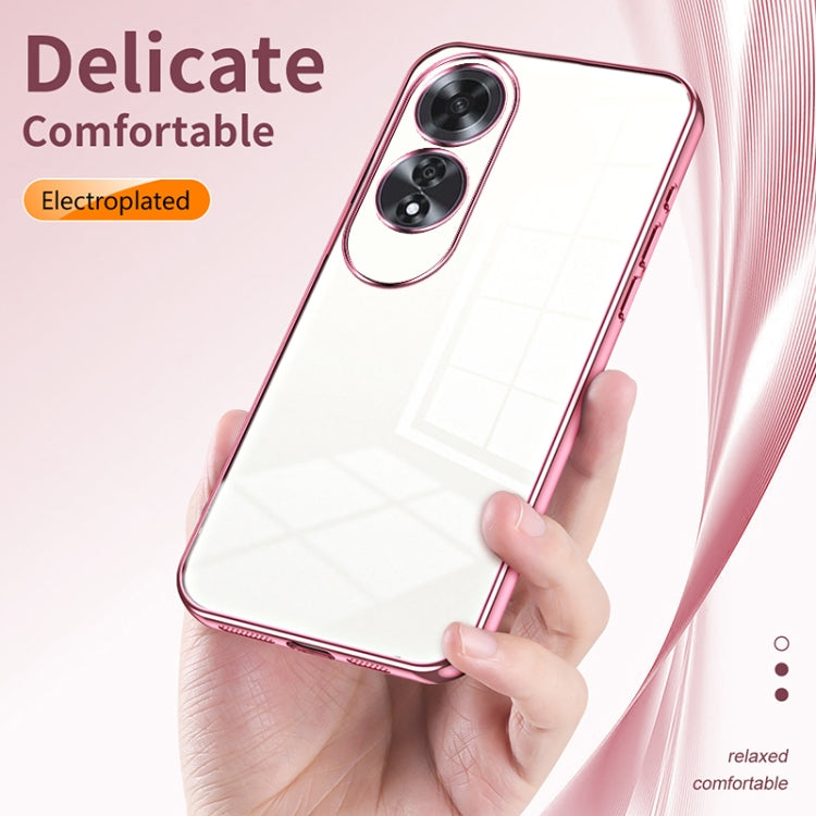 For OPPO A60 Transparent Plating Fine Hole Phone Case(Blue) - OPPO Cases by PMC TechLife | Online Shopping South Africa | PMC TechLife | Buy Now Pay Later Mobicred