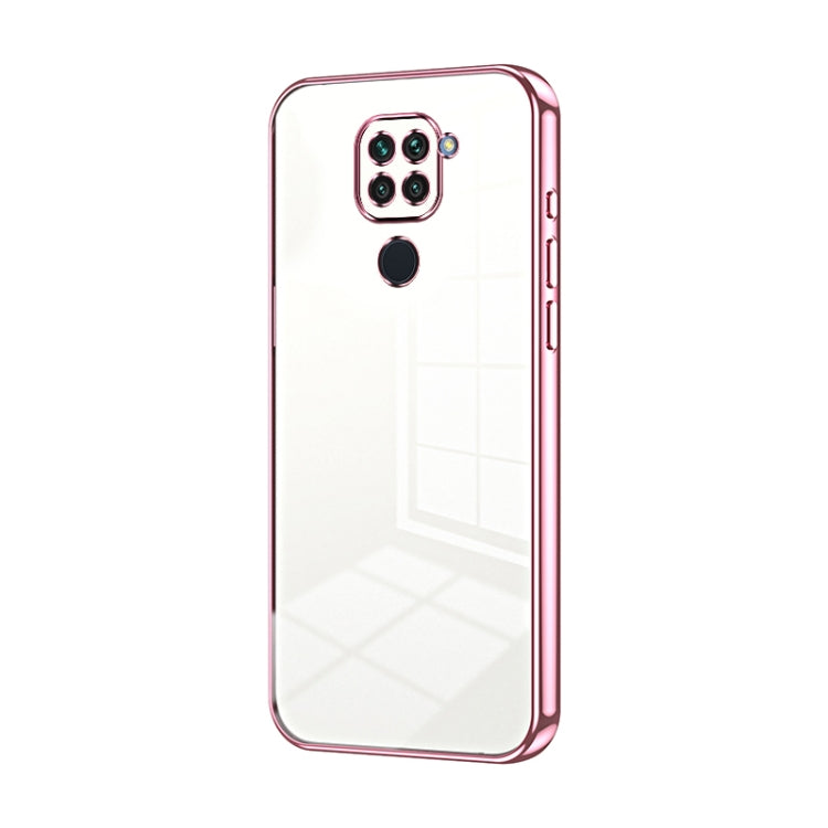 For Xiaomi Redmi Note 9 / 10X 4G Transparent Plating Fine Hole Phone Case(Pink) - Xiaomi Cases by PMC Jewellery | Online Shopping South Africa | PMC Jewellery | Buy Now Pay Later Mobicred