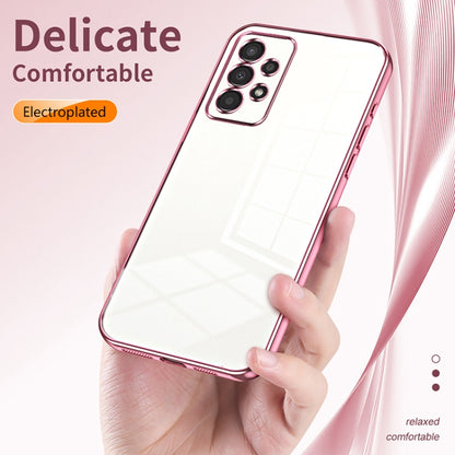 For Samsung Galaxy A13 4G Transparent Plating Fine Hole Phone Case(Pink) - Galaxy Phone Cases by PMC Jewellery | Online Shopping South Africa | PMC Jewellery