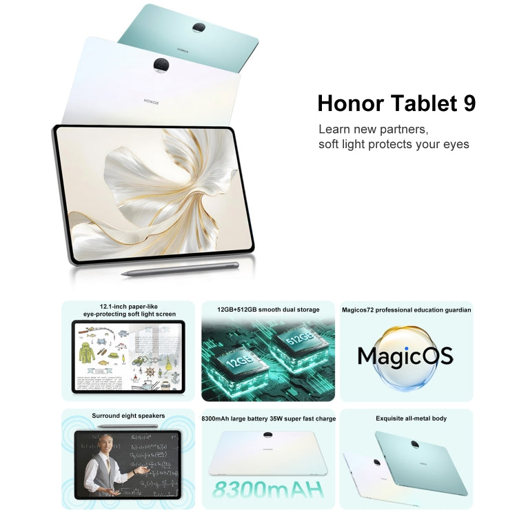 Honor Tablet 9 12.1 inch WiFi, Standard 8GB+128GB, MagicOS 7.2 Snapdragon 6 Gen1 Octa Core 2.2GHz, Not Support Google Play(Grey) - Huawei by Huawei | Online Shopping South Africa | PMC Jewellery | Buy Now Pay Later Mobicred