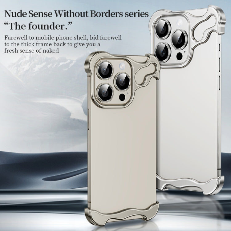 For iPhone 15 Pro Max Frameless Metal Corner Pad Phone Case with Lens Film(White) - iPhone 15 Pro Max Cases by PMC TechLife | Online Shopping South Africa | PMC TechLife | Buy Now Pay Later Mobicred