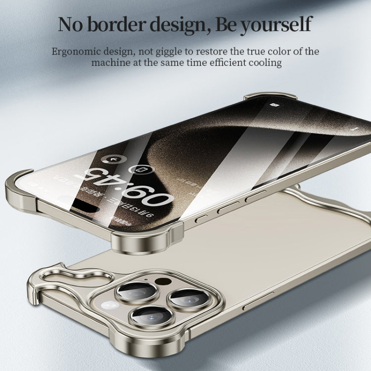 For iPhone 15 Pro Max Frameless Metal Corner Pad Phone Case with Lens Film(White) - iPhone 15 Pro Max Cases by PMC TechLife | Online Shopping South Africa | PMC TechLife | Buy Now Pay Later Mobicred